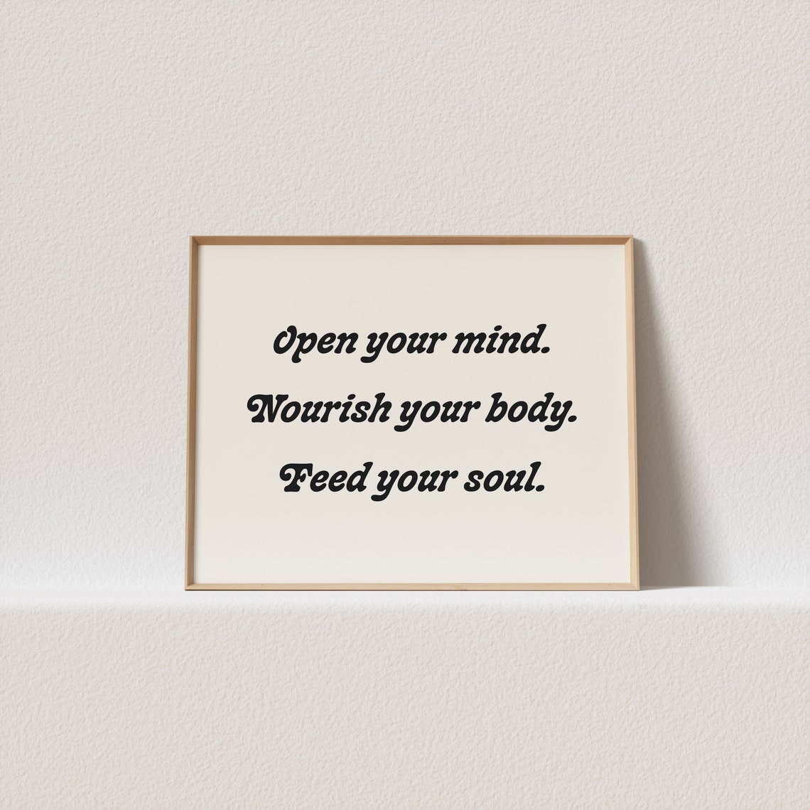 Open Your Mind Horizontal Wellness Quote Poster in Retro Script