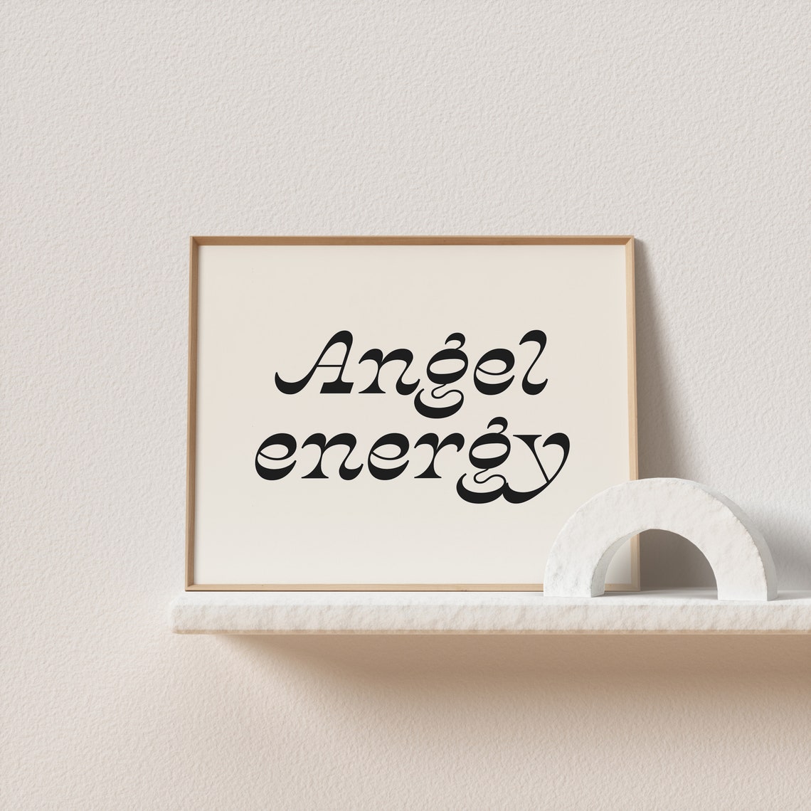 Angel Energy Horizontal Black Script Typography Poster Cream Minimal - Image 2