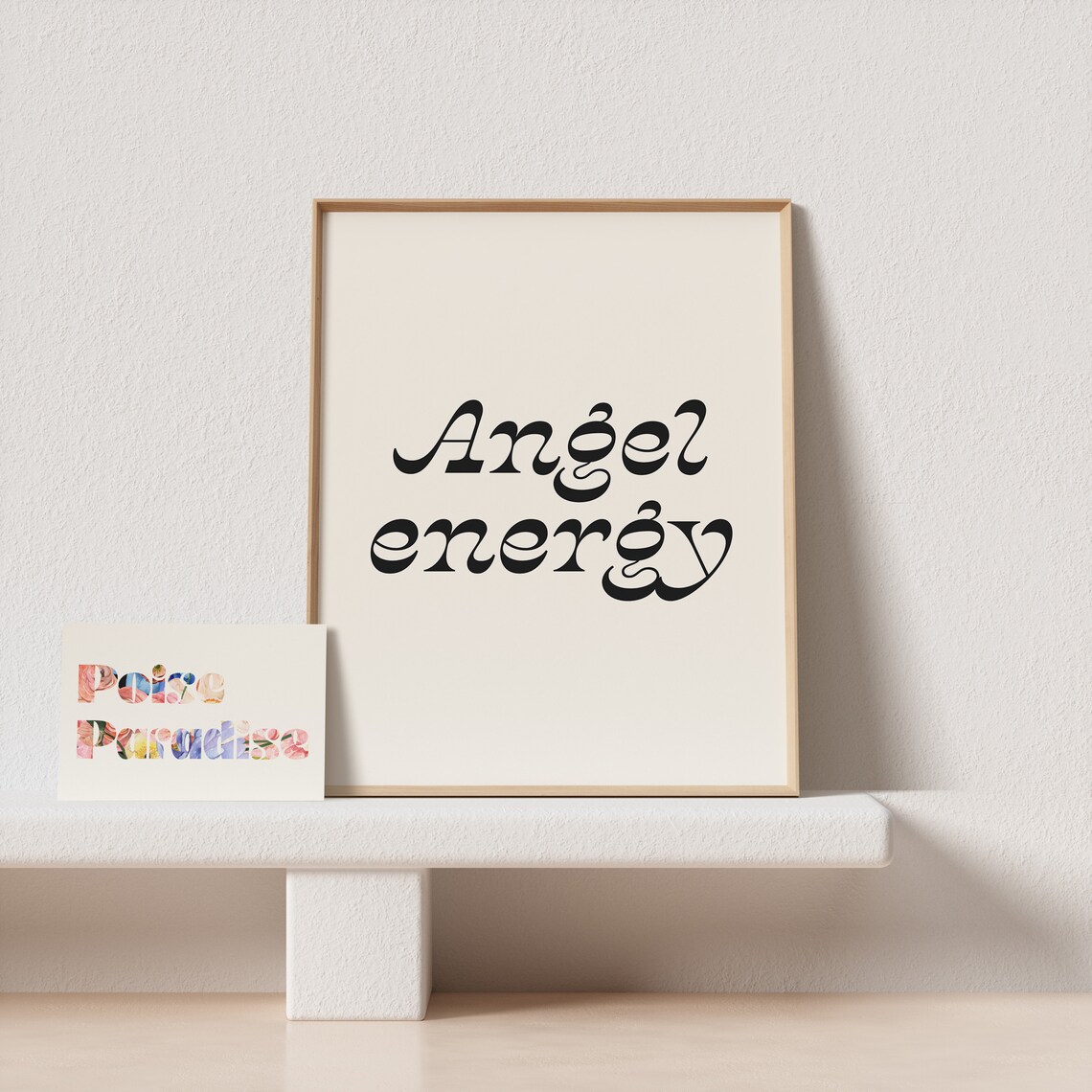Angel Energy Flowing Black Script Minimalist Spiritual Quote Poster - Image 4
