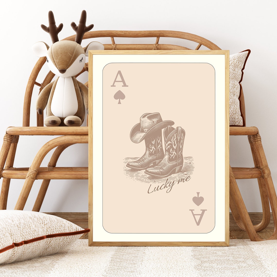 Ace Of Spades Print Cowgirl Cowboy Hat And Boots Wall Decor Western Art Poster Lucky Me Retro Bar Cart Wall Art Daily Affirmation Poster - Image 2