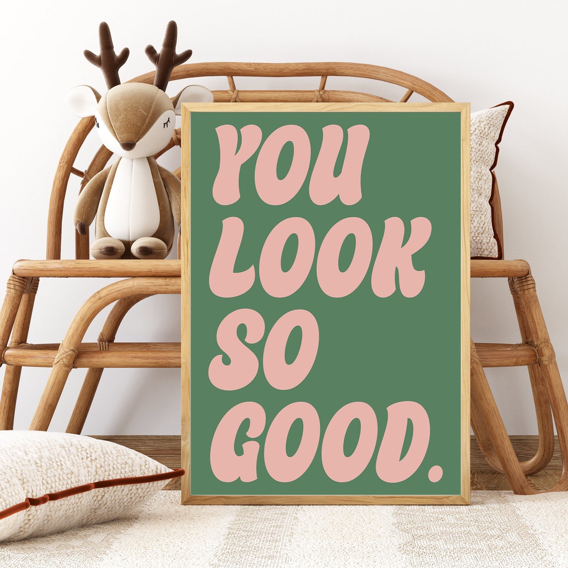 You Look So Good Retro Pink Green Typography Compliment Quote Poster - Image 2