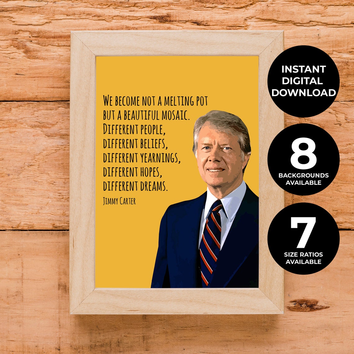 Jimmy Carter Beautiful Mosaic Diversity Quote Yellow Sheroes Print