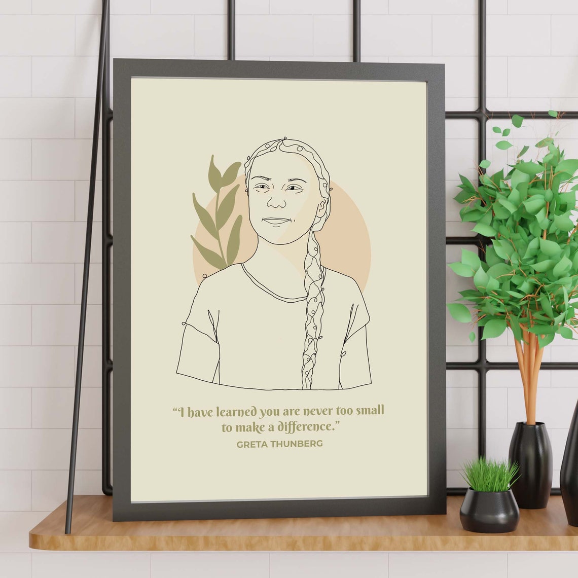 Greta Thunberg Never Too Small To Make A Difference Line Art Print