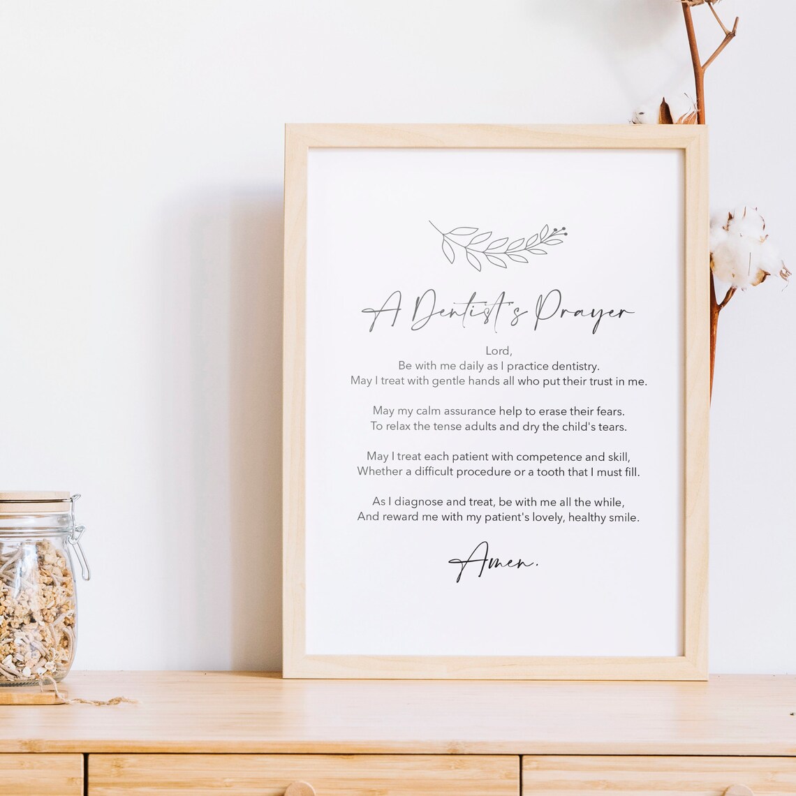 Dentist's Prayer Christian Minimalist Art Print