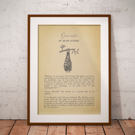 Dracula Bram Stoker Bat Quote Gothic Vintage Literary Book Poster