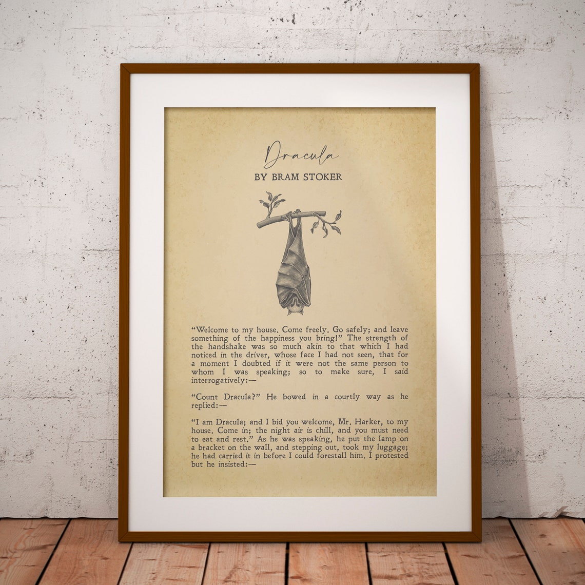 Dracula Bram Stoker Bat Quote Gothic Vintage Literary Book Poster