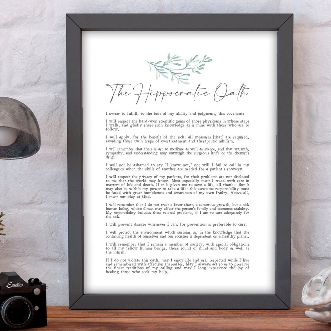 Hippocratic Oath Minimalist Quote Wall Art Print