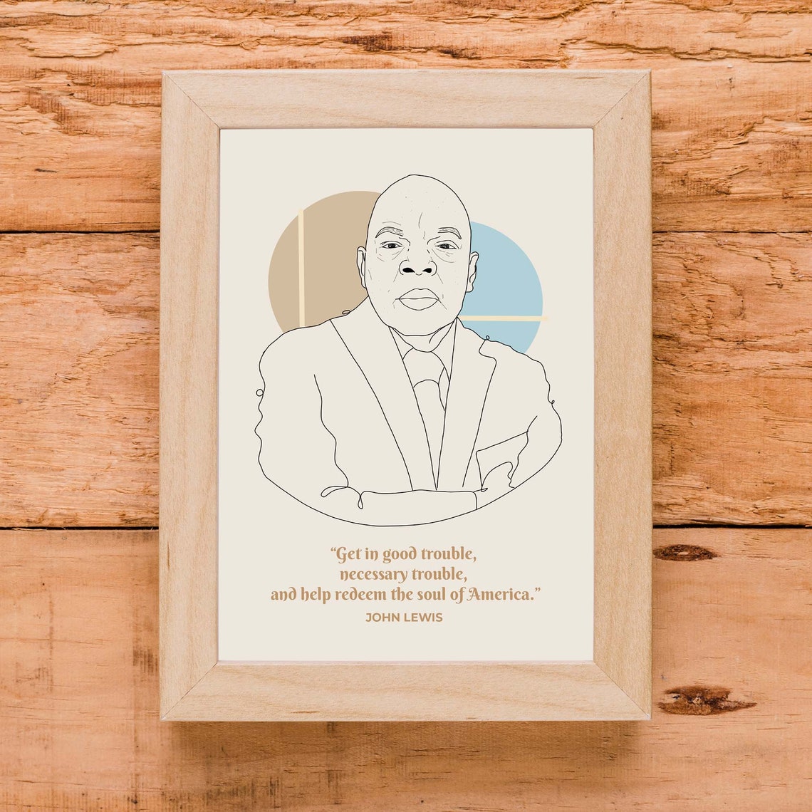 John Lewis Good Trouble Quote Line Art Portrait Civil Rights Poster - Image 2