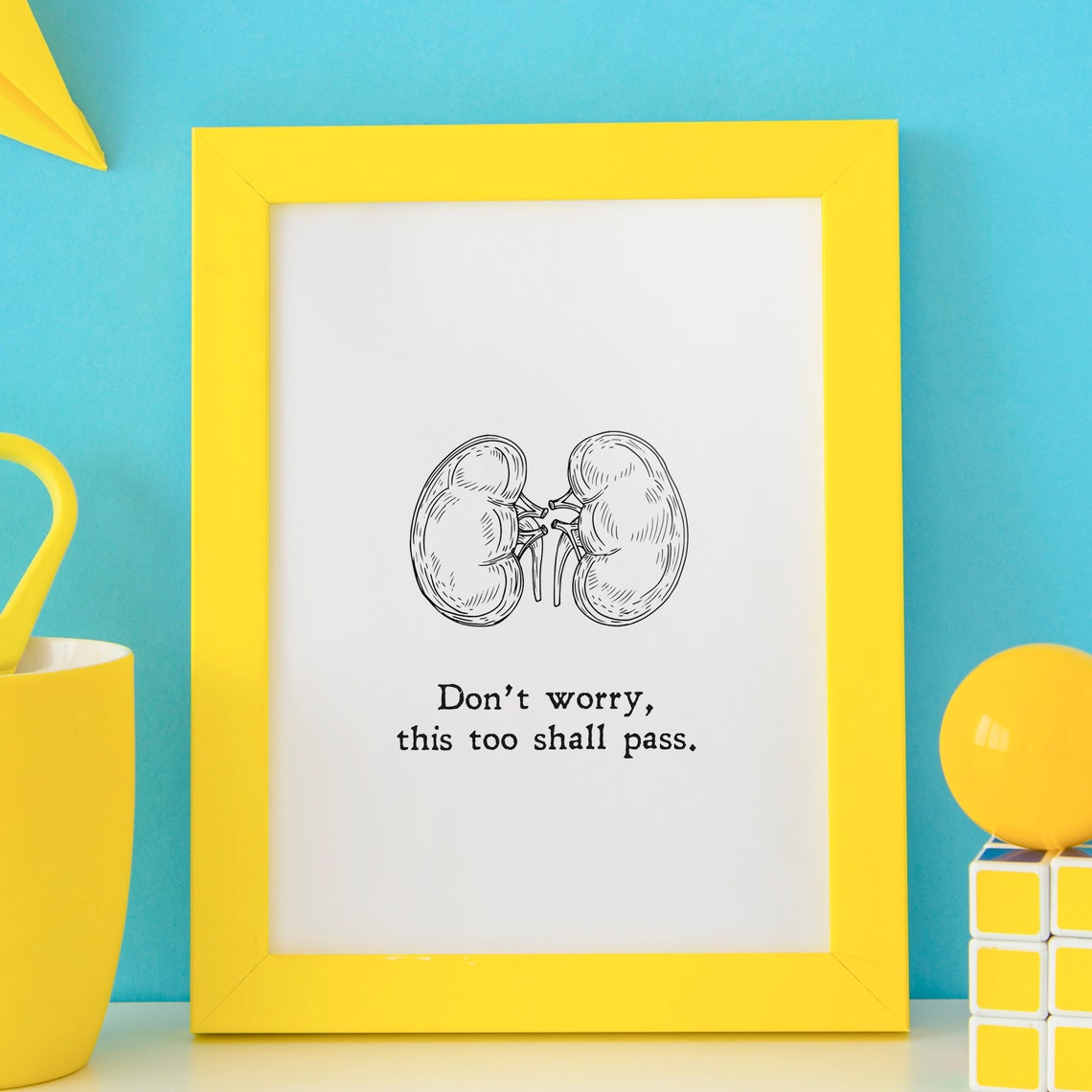Kidney Pun Funny Medical Gift Anatomical Line Art Humor Poster - Image 3