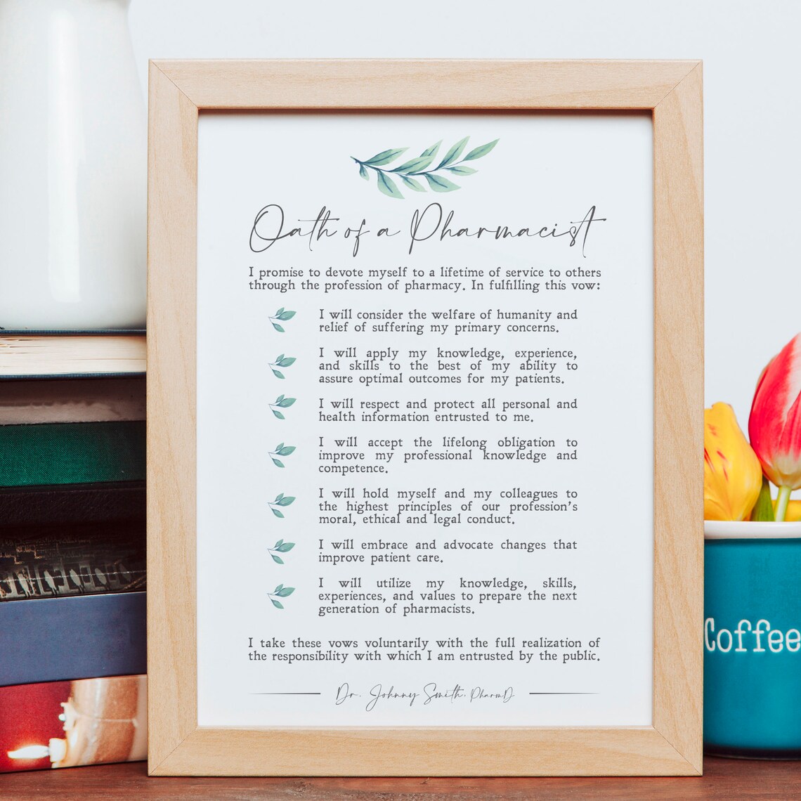 Personalized Oath Of A Pharmacist, Minimalist Art Print - Image 2