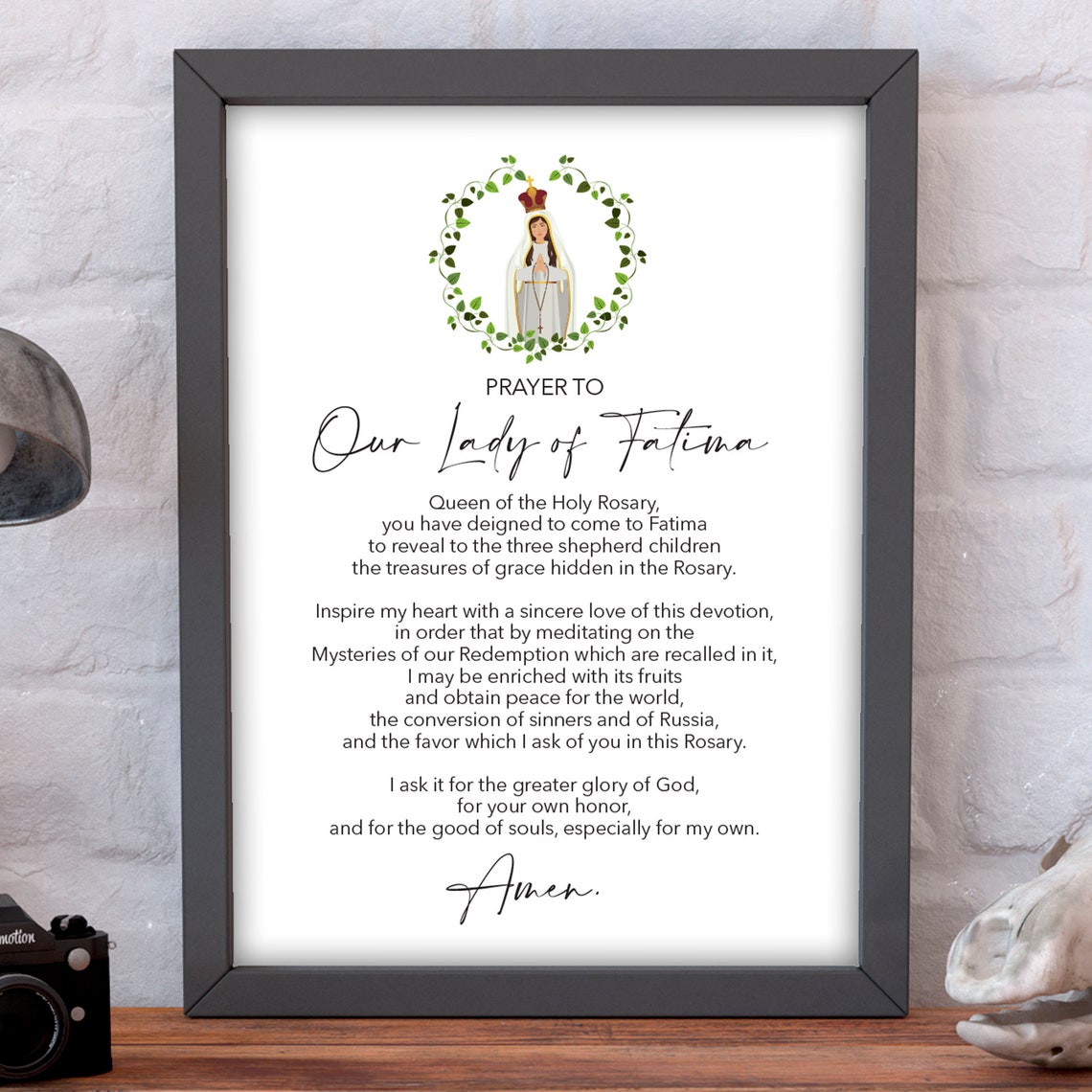 Our Lady Of Fatima Prayer Catholic Devotional Illustration Poster - Image 2