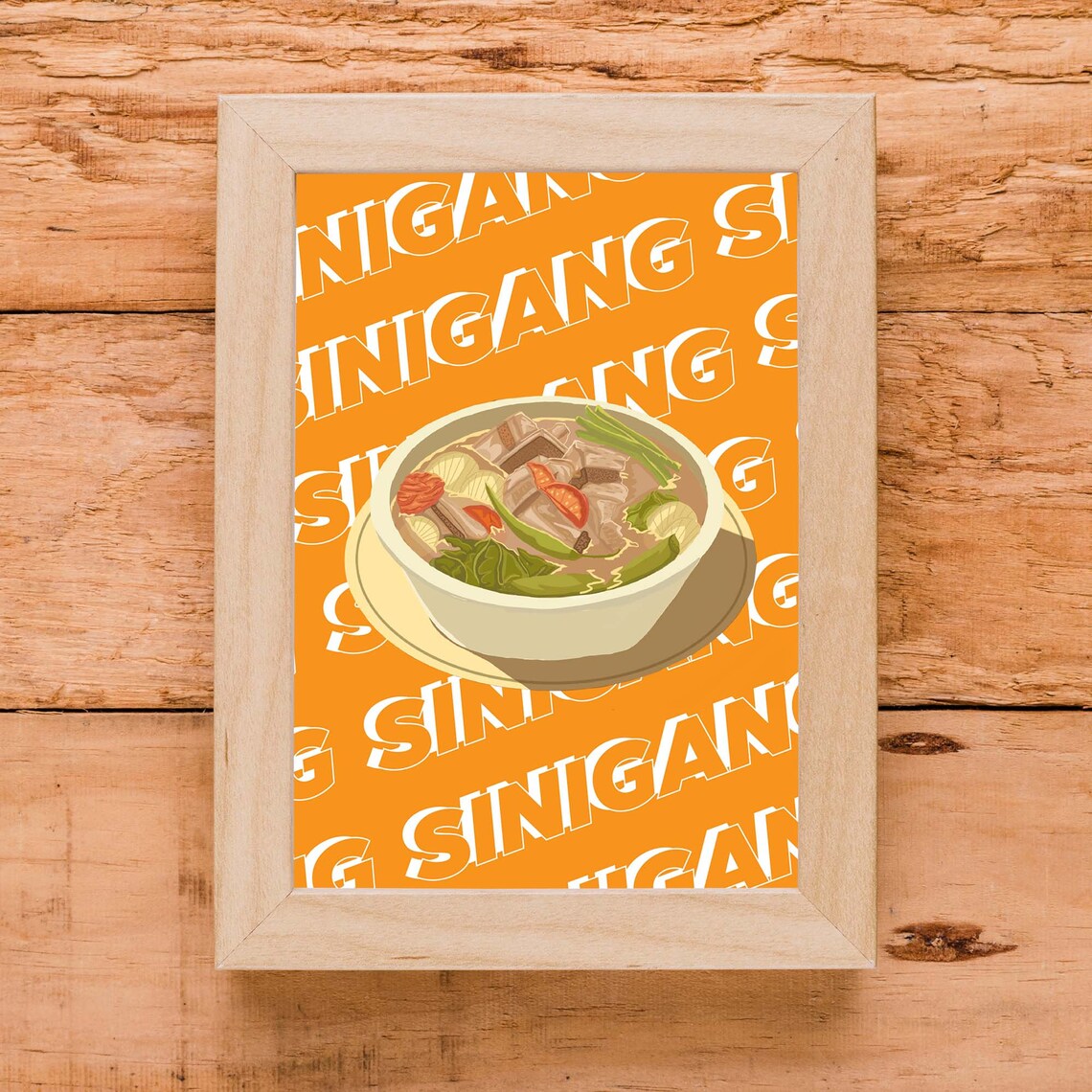 Sinigang Filipino Food Soup Bowl Retro Orange Kitchen Art Poster - Image 2