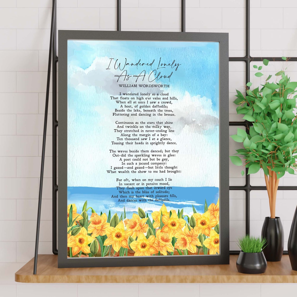 I Wandered Lonely As A Cloud William Wordsworth Memory Experience Poem Print Wall Art Minimalist Quote Instant - Image 2