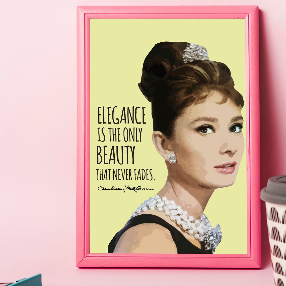 Audrey Hepburn Elegance Is The Only Beauty Portrait Quote Poster - Image 3