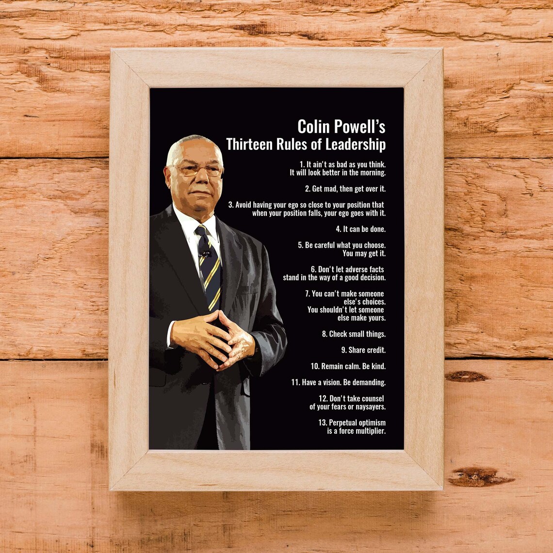 Colin Powell Leadership Rules Motivation Art Print - Image 2
