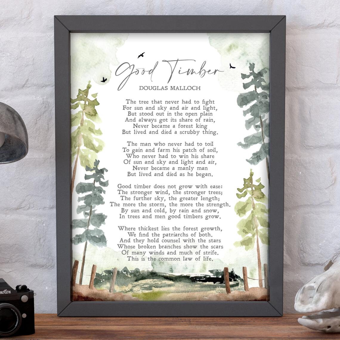 Good Timber Douglas Malloch Poem Watercolor Art Print - Image 2