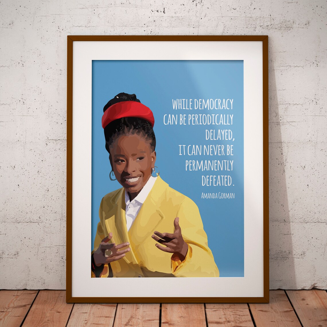 Amanda Gorman Democracy Quote Inspirational Portrait Illustration Poster - Image 2