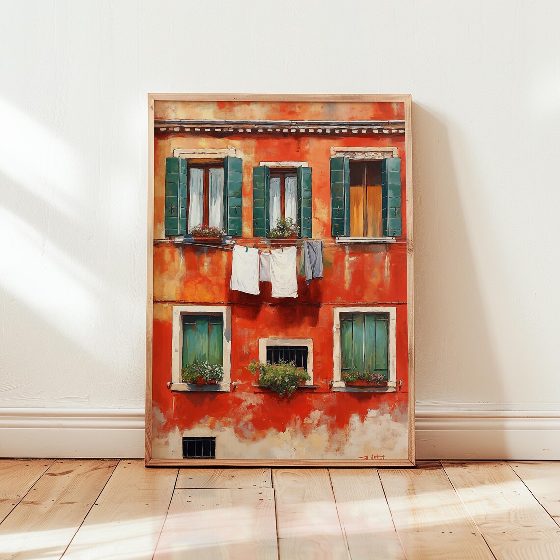 Italian Building Travel Poster, Rustic Mediterranean Decor