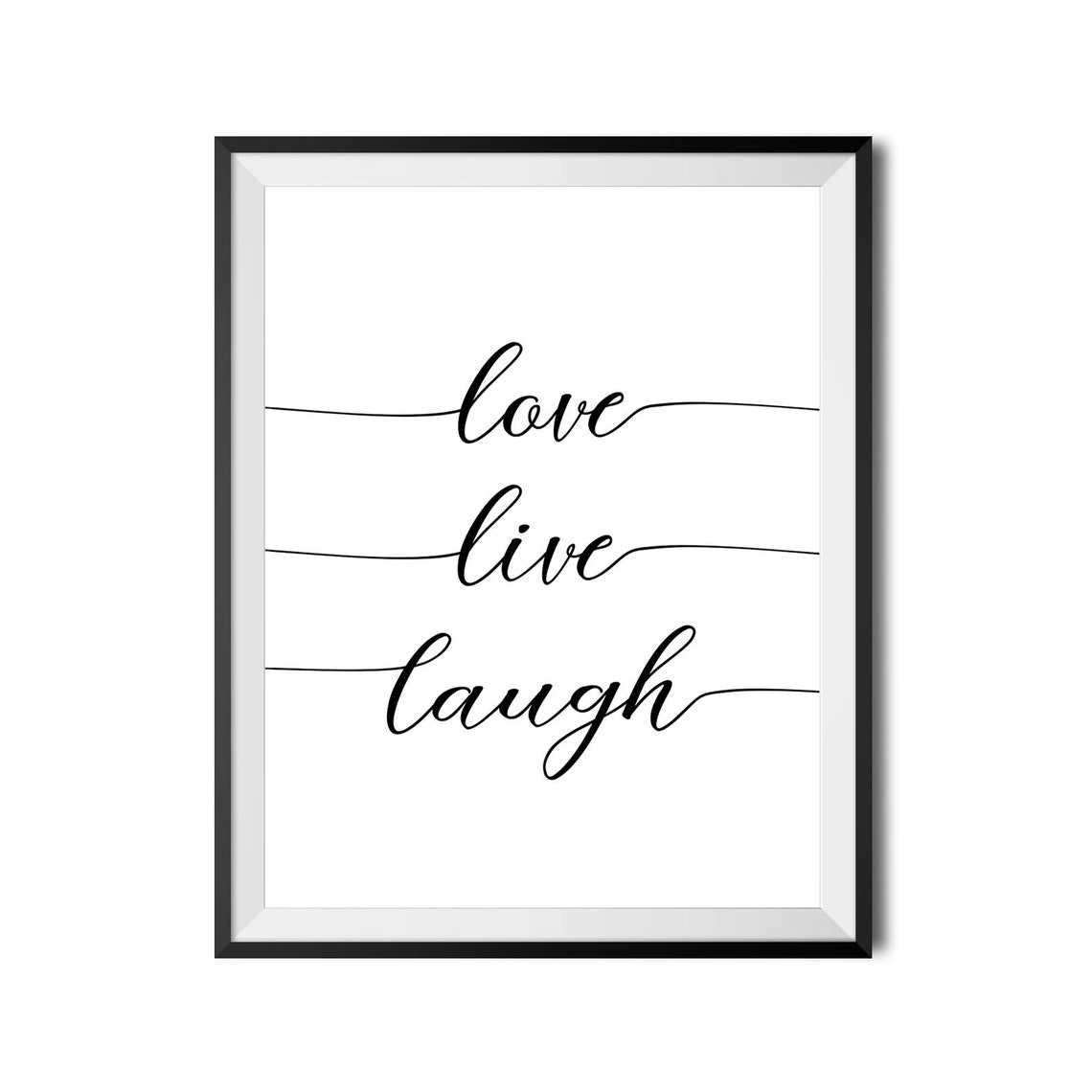 Love Live Laugh Script Poster Minimalist Black White Wall Decor - Image 4