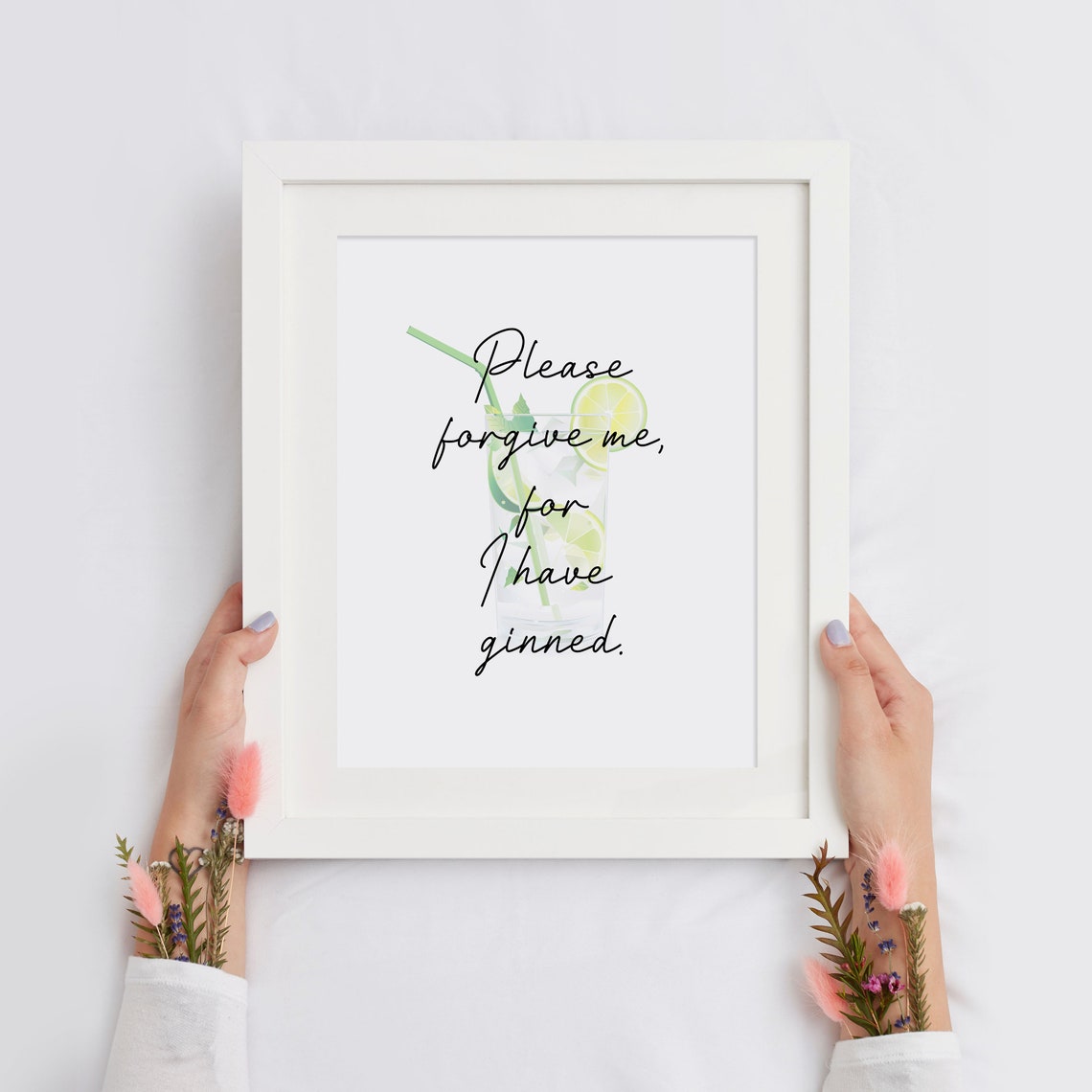 Please Forgive Me For I Have Ginned Funny Gin Cocktail Poster - Image 3