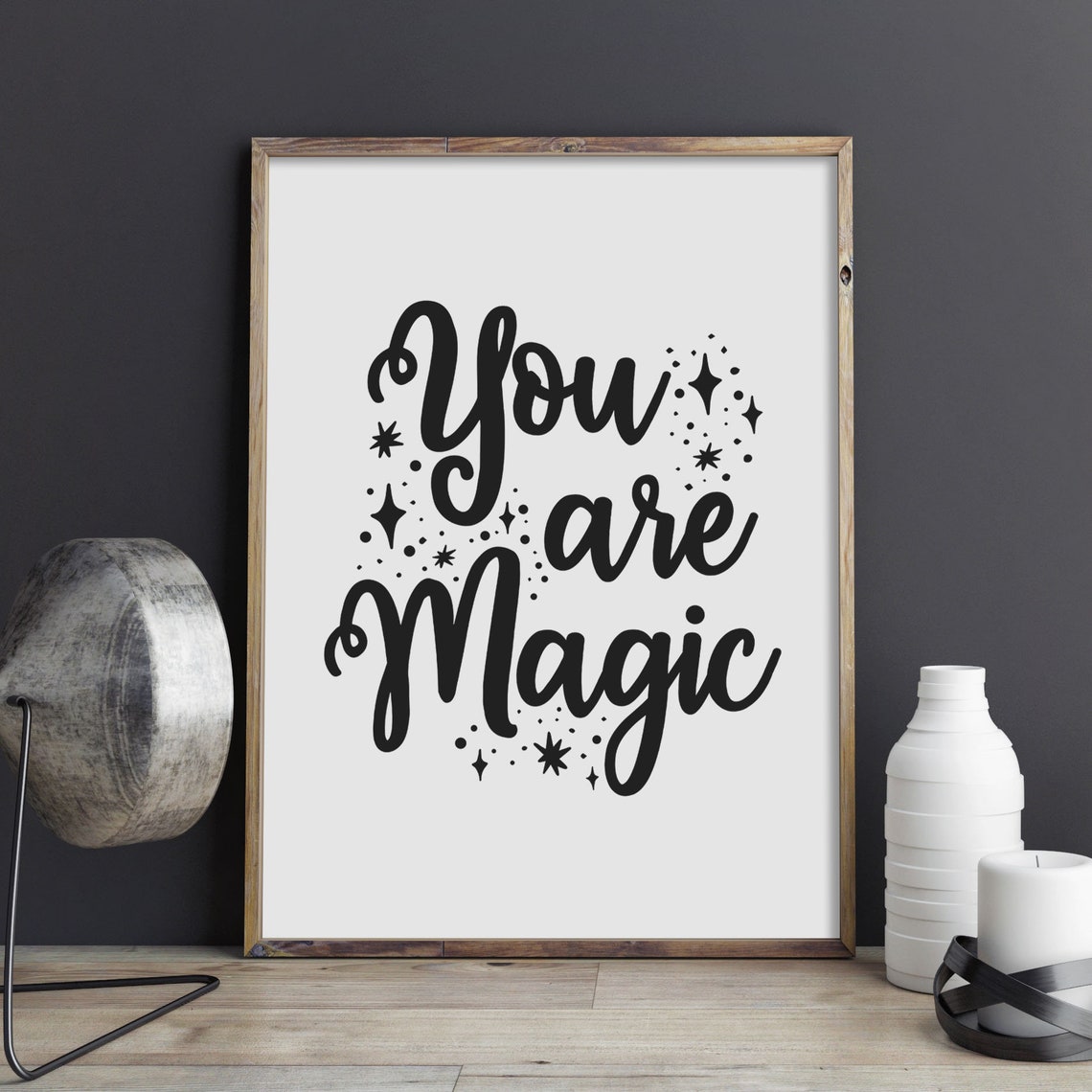 You Are Magic Sparkle Script Positive Inspirational Kids Room Poster - Image 2