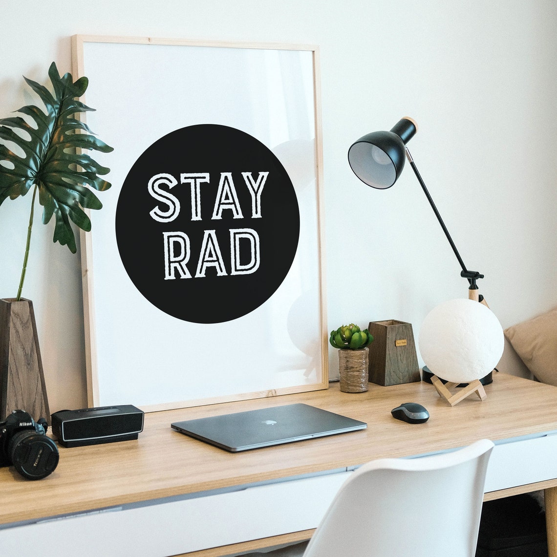 Stay Rad Bold Black Circle Cool Retro Teen Room Quote Poster - Image 3