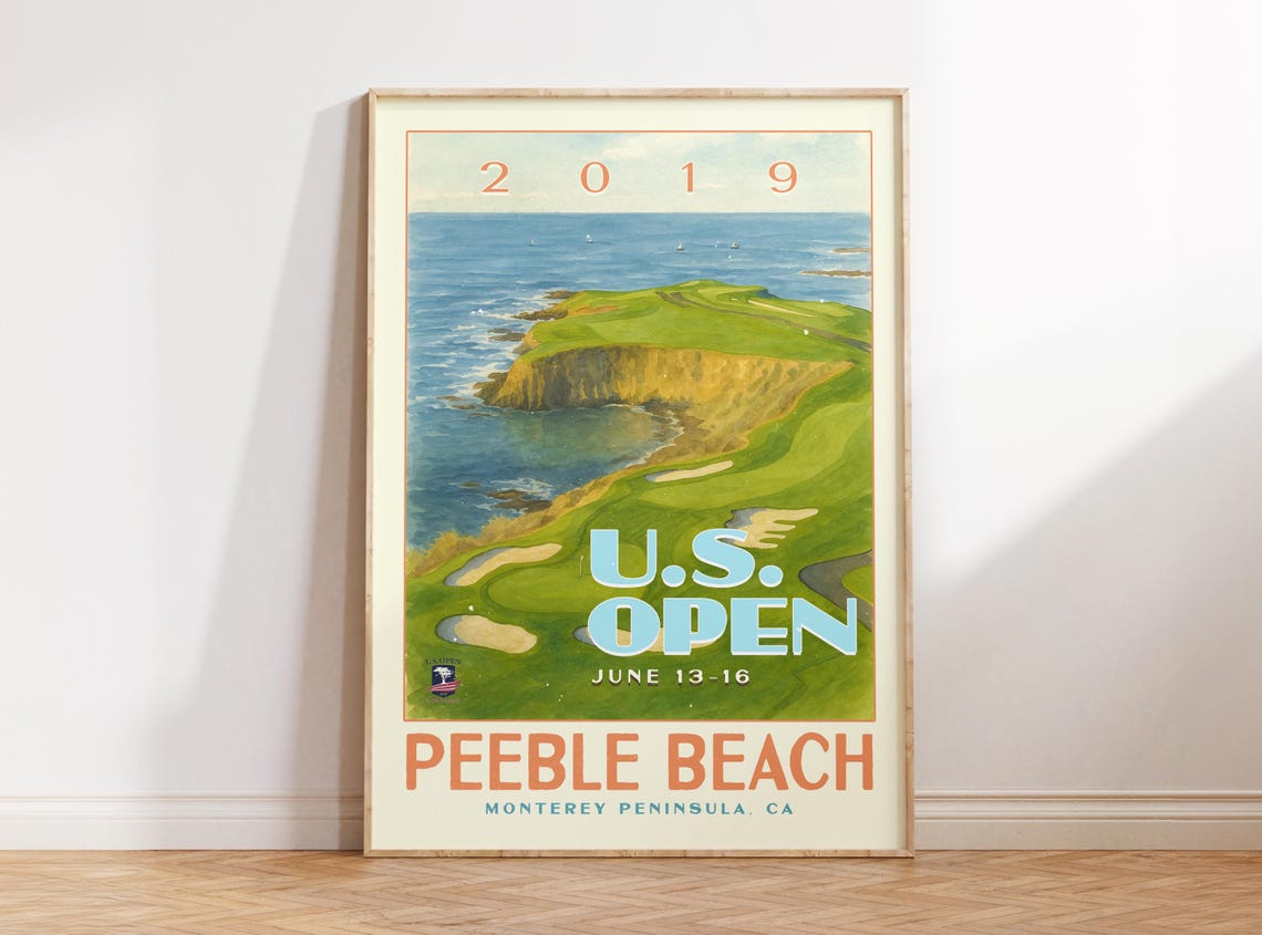 2019 U.S. Open Pebble Beach Golf Vintage Travel Style Poster