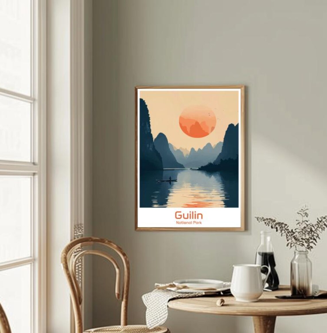 Guilin National Park Sunset River Karst Mountain Travel Poster - Image 2