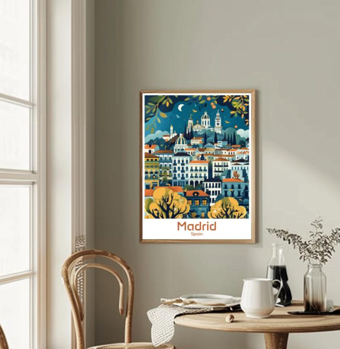 Madrid Night Cityscape Domes and Spires Spain Evening Travel Poster - Image 2