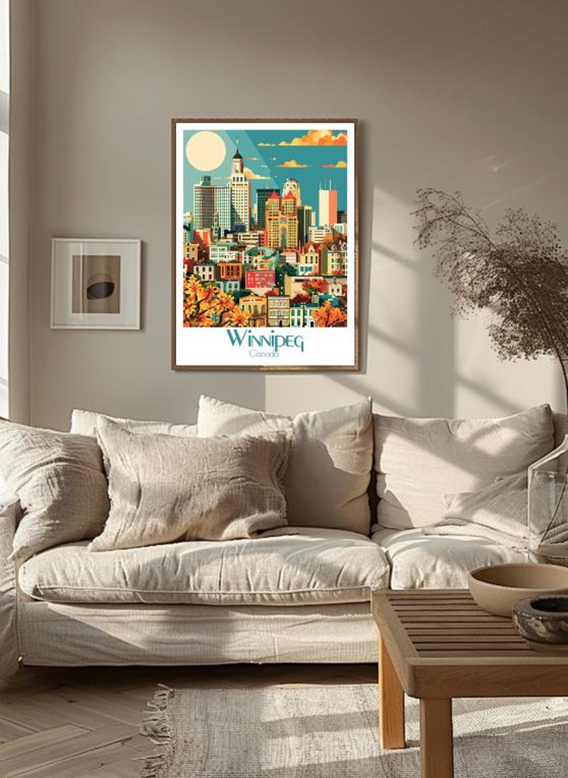 Colorful Winnipeg Downtown Skyline with Historic Towers Poster - Image 3