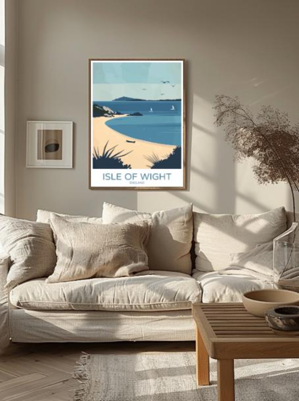 Isle of Wight England Sandy Beach Sailboats Minimalist Travel Poster - Image 2
