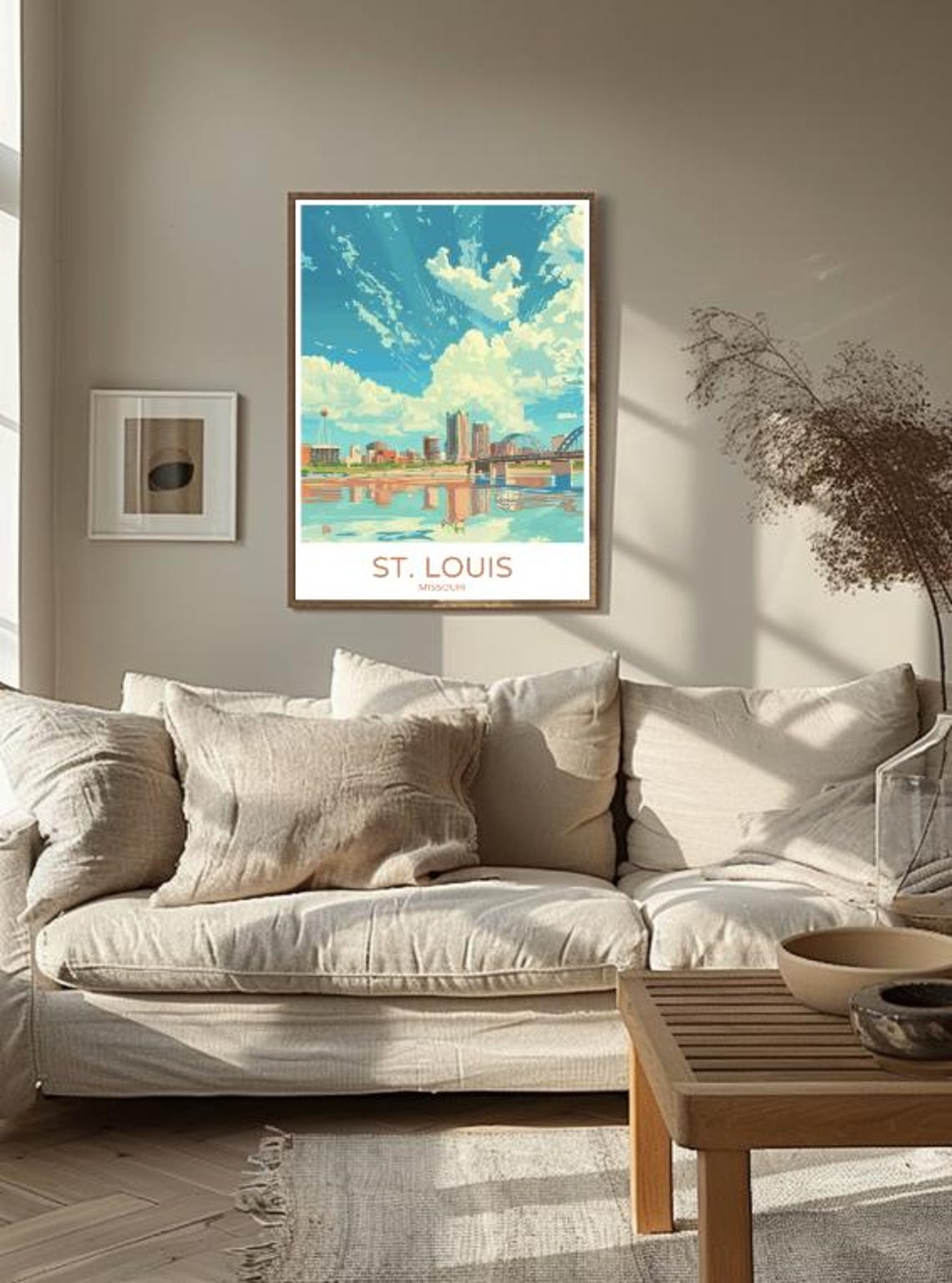 St Louis Missouri Skyline Riverfront Bridge Sunset View Travel Poster - Image 3