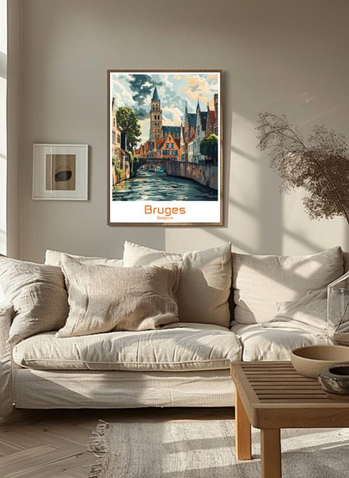 Bruges Belgium Canal Belfry Historic Cityscape Travel Poster - Image 3
