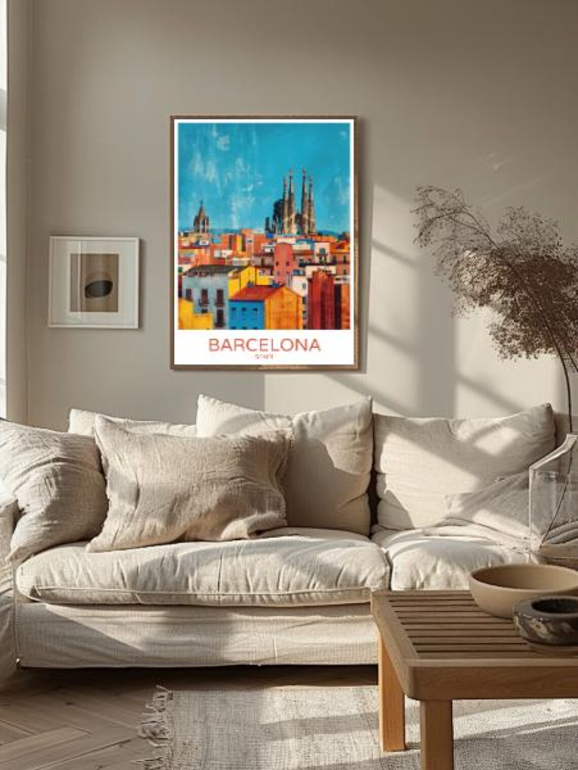 Barcelona Spain Colorful Cityscape With Cathedral Spires Travel Poster - Image 2