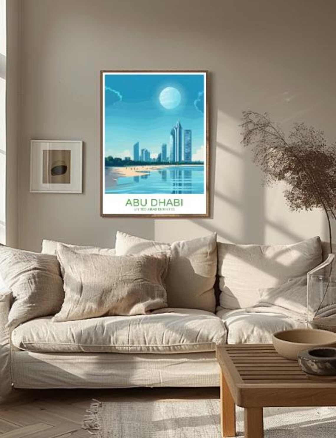 Abu Dhabi Skyline Travel Poster With Beachfront Towers And Blue Sea - Image 2