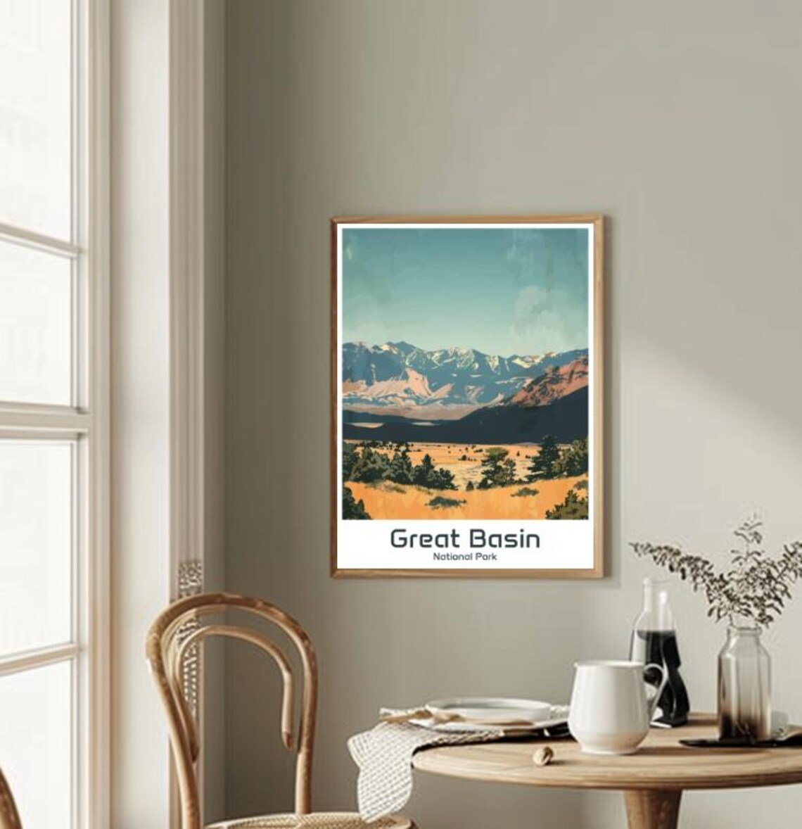 Great Basin National Park Travel Poster Desert Mountain Valley Vintage Art - Image 2