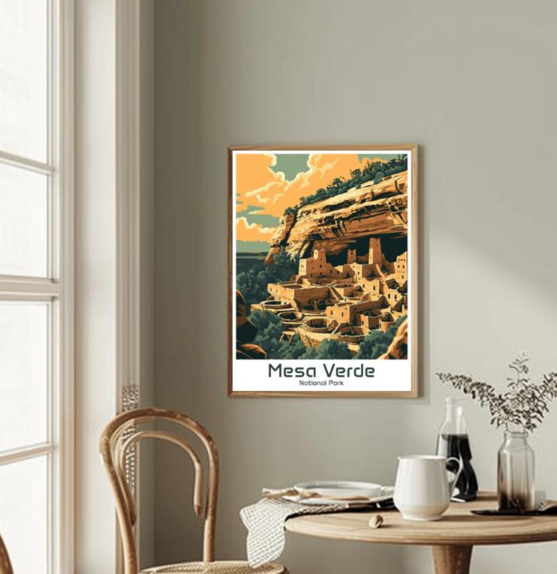 Mesa Verde National Park Travel Poster Ancient Cliff Dwellings Art Scene - Image 2