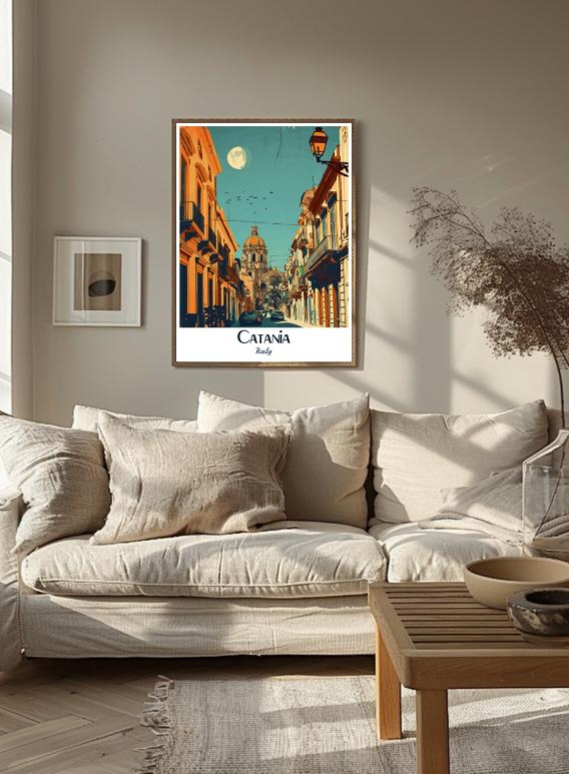 Catania Italy Sicily Moonlit Baroque Street Vintage Travel Poster - Image 3