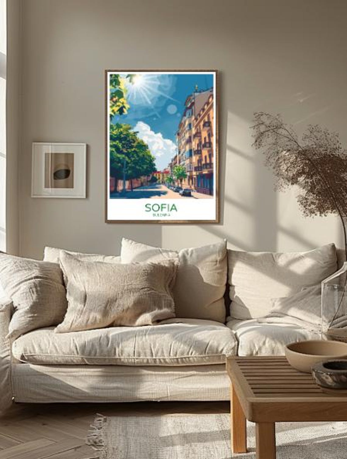 Sofia Bulgaria Travel Poster Sunny City Street Tree Lined View Decor - Image 2