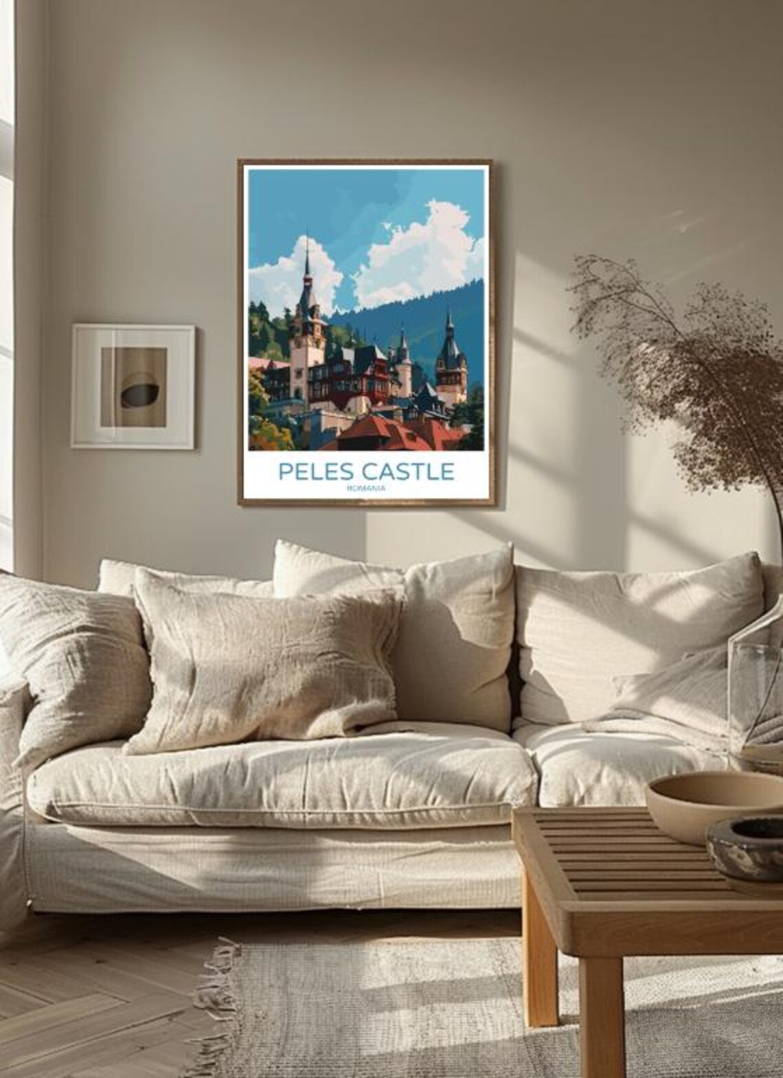 Peles Castle Romania Travel Poster Neo Renaissance Mountain View Art - Image 3