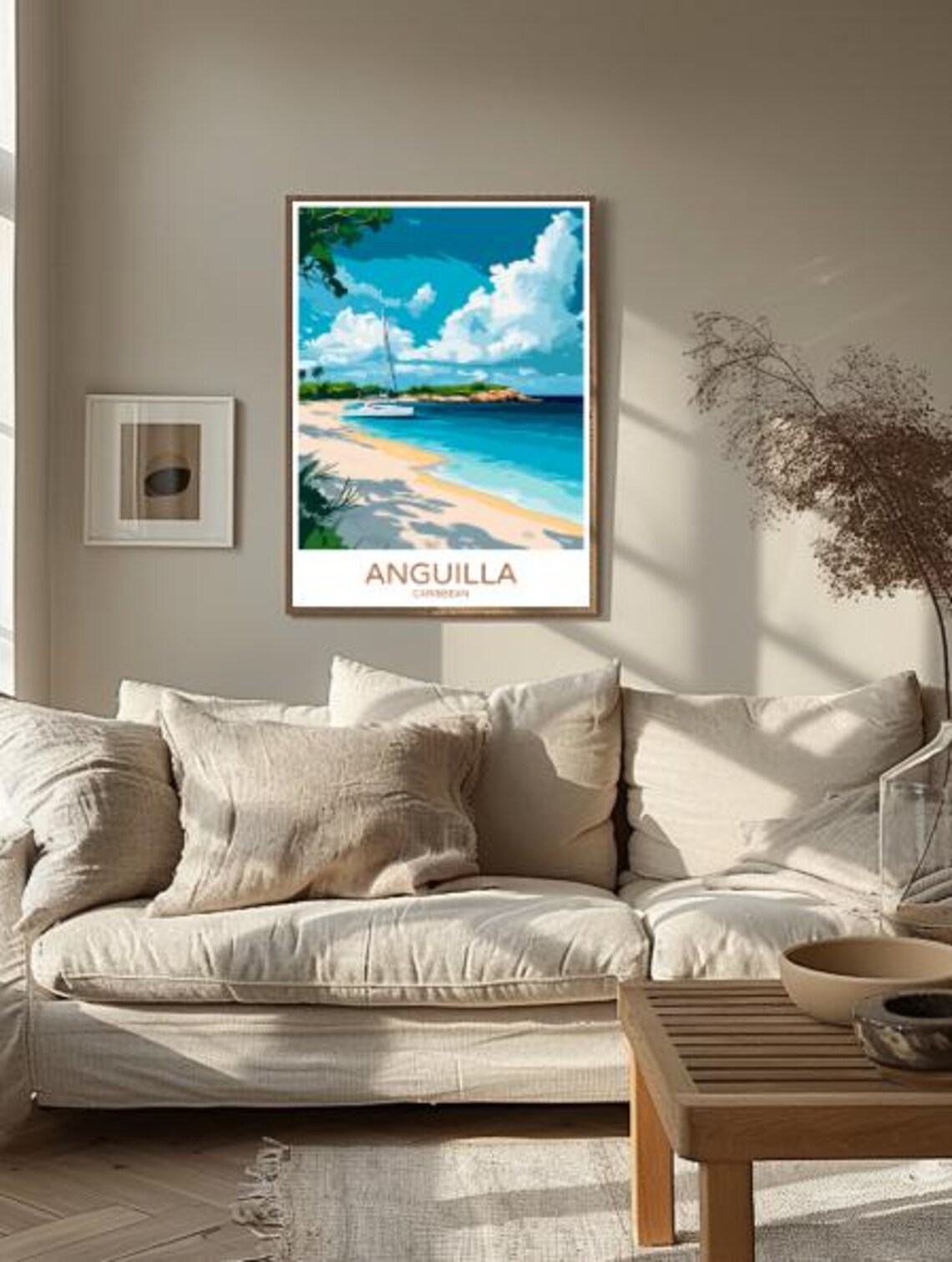 Anguilla Caribbean Sailboat Turquoise Beach Vintage Travel Poster - Image 2