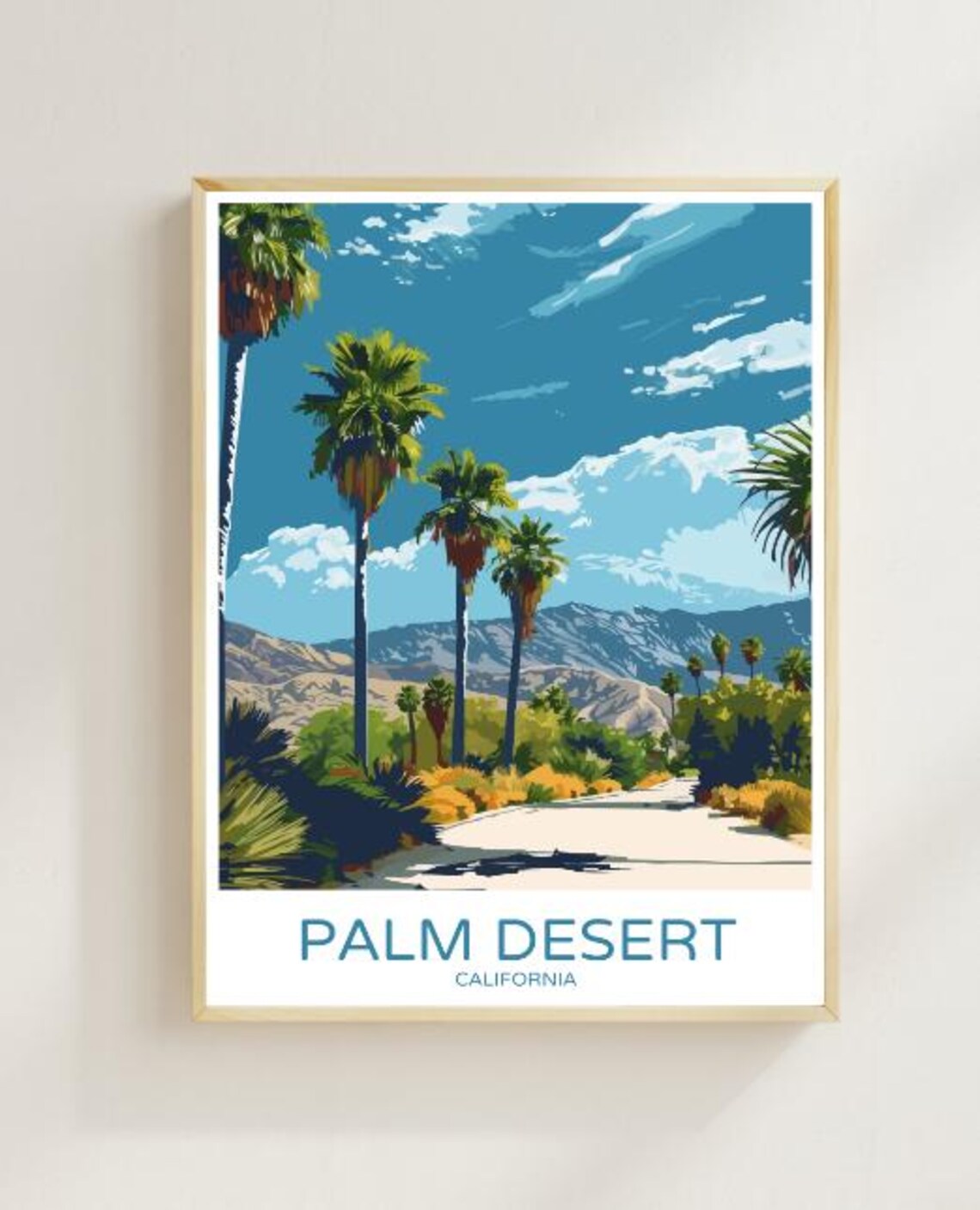 Palm Desert California Travel Poster Scenic Wall Art Of Desert Landscape And Palm Trees Nature Print Southwest Decor Travel Gift
