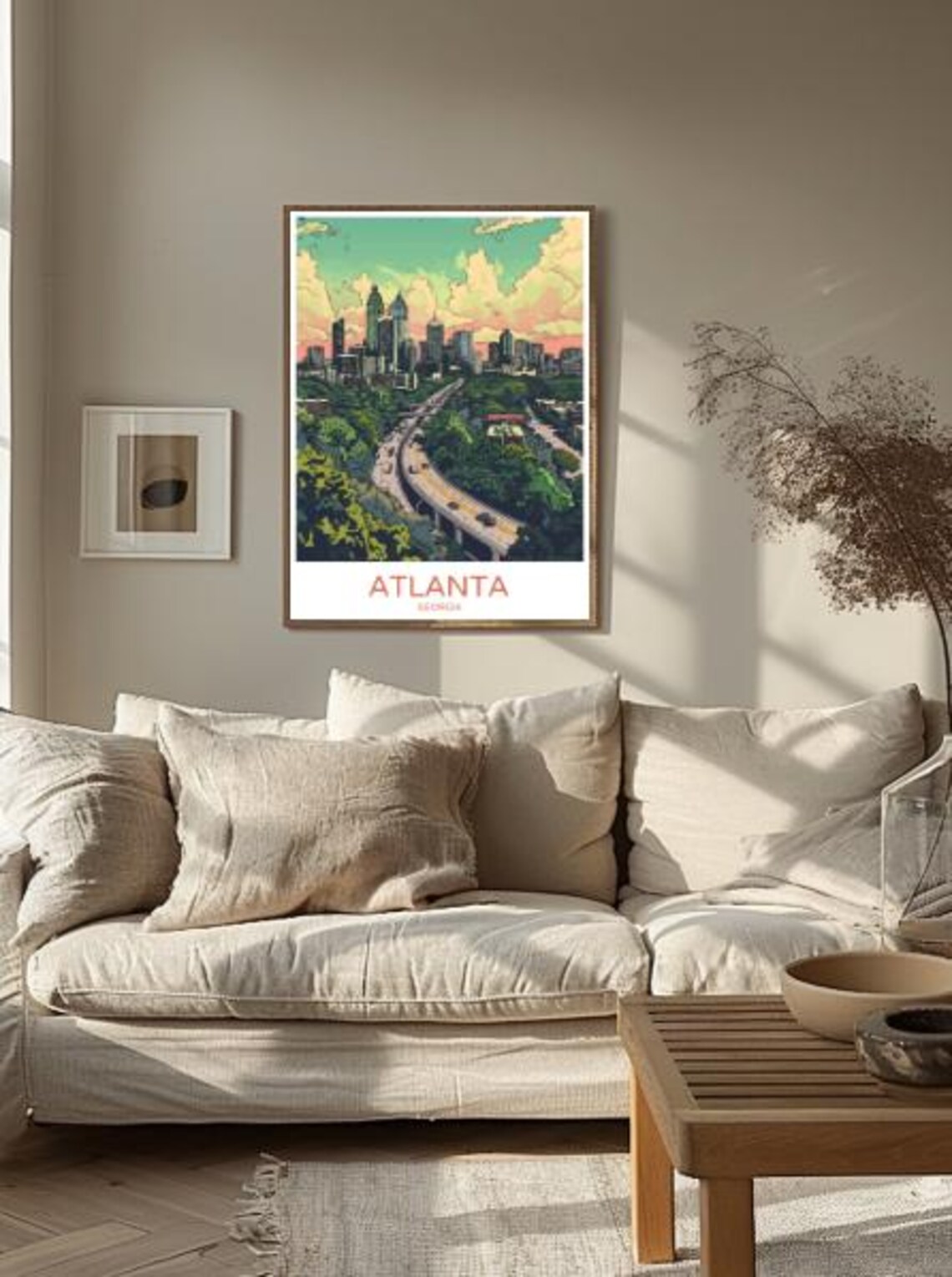 Atlanta Georgia Downtown Skyline Highway Vintage City Travel Poster - Image 2