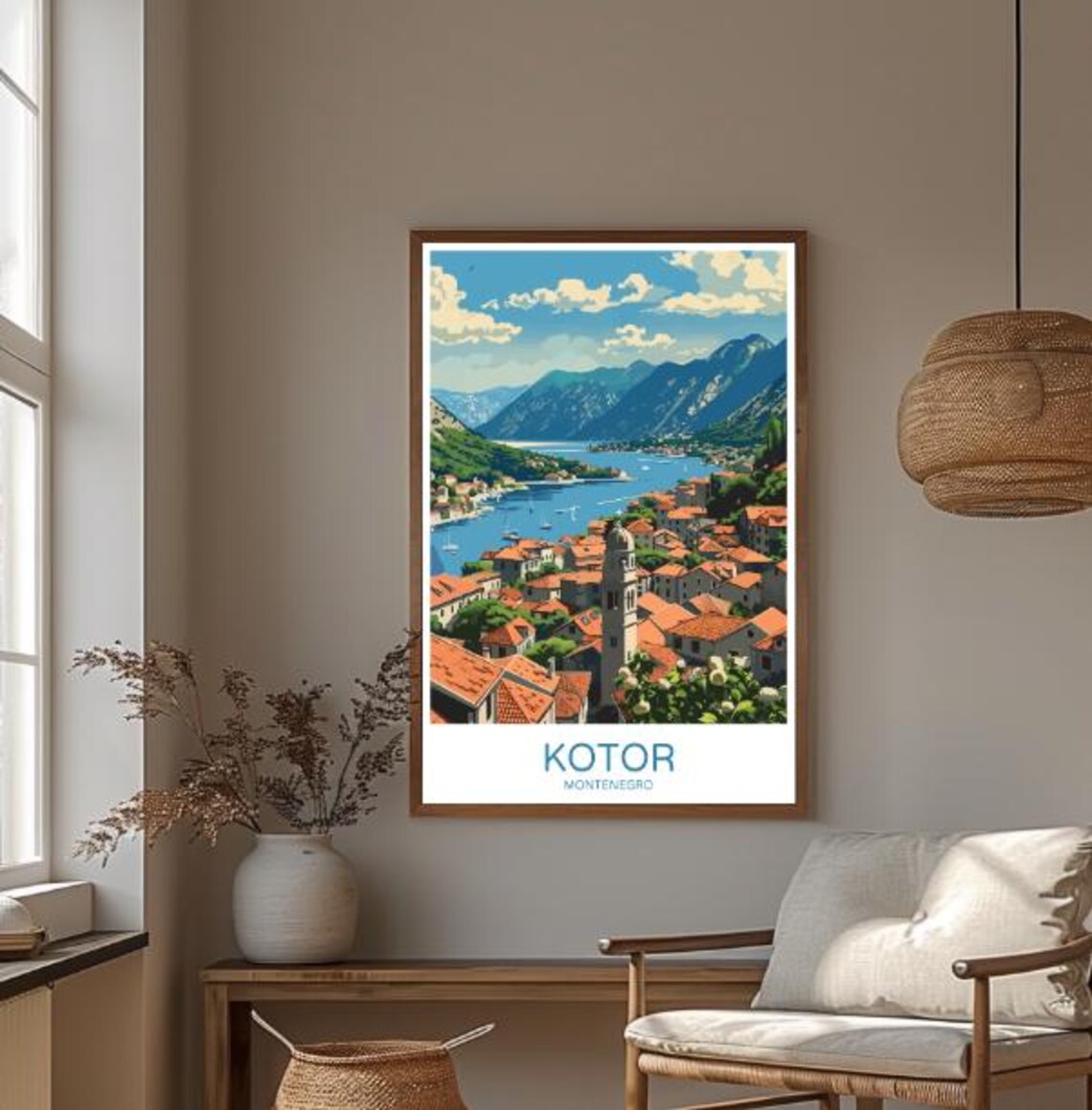 Kotor Montenegro Bay Of Kotor Old Town Mountains Travel Poster - Image 3