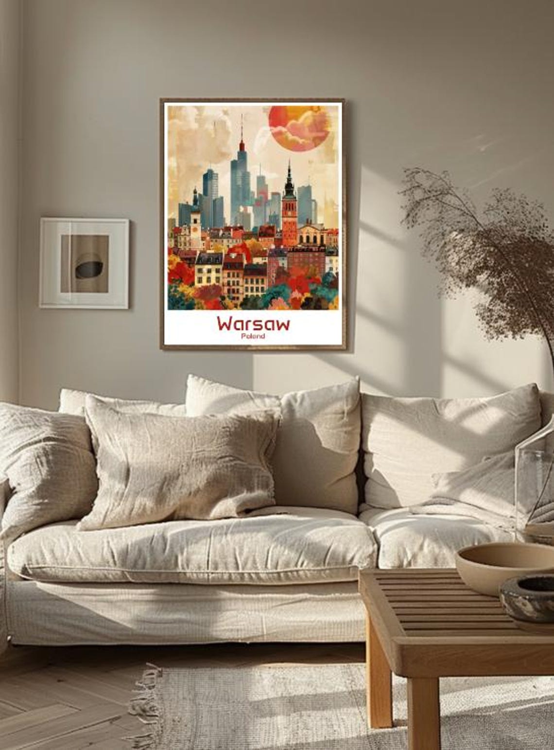 Warsaw Poland Old Town Skyline Sunset Colorful Illustration Poster - Image 3