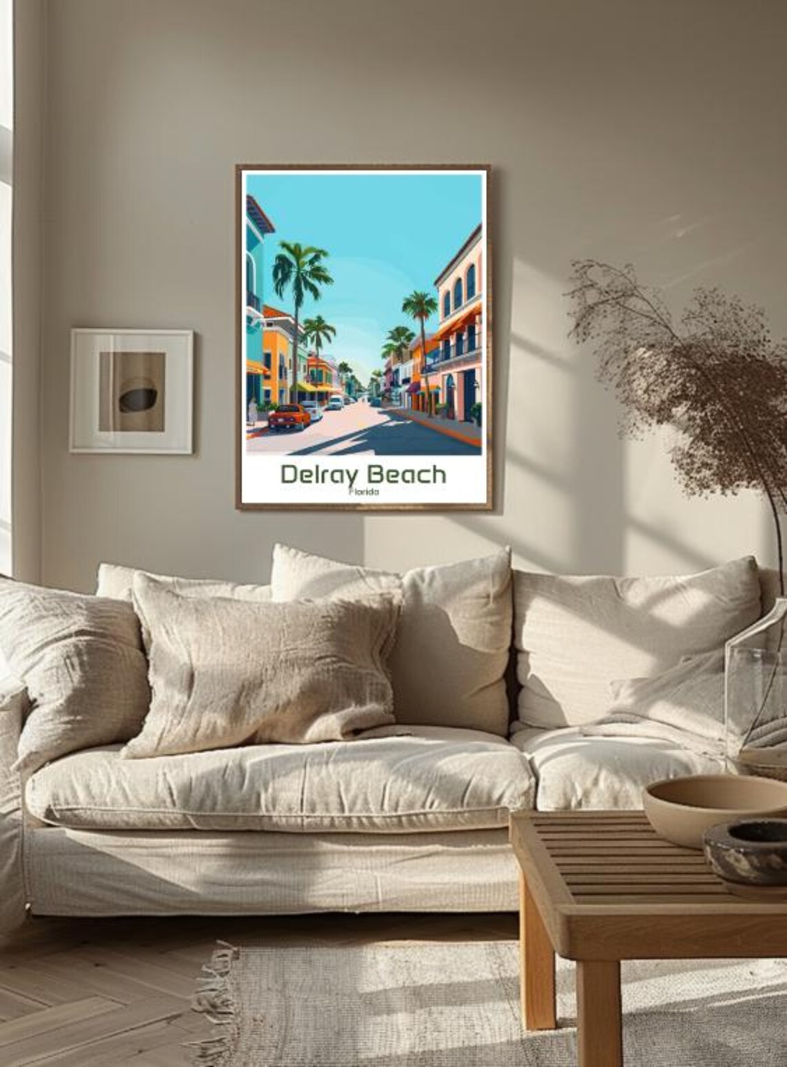 Delray Beach Florida Vintage Travel Palm Street Scene Poster - Image 3