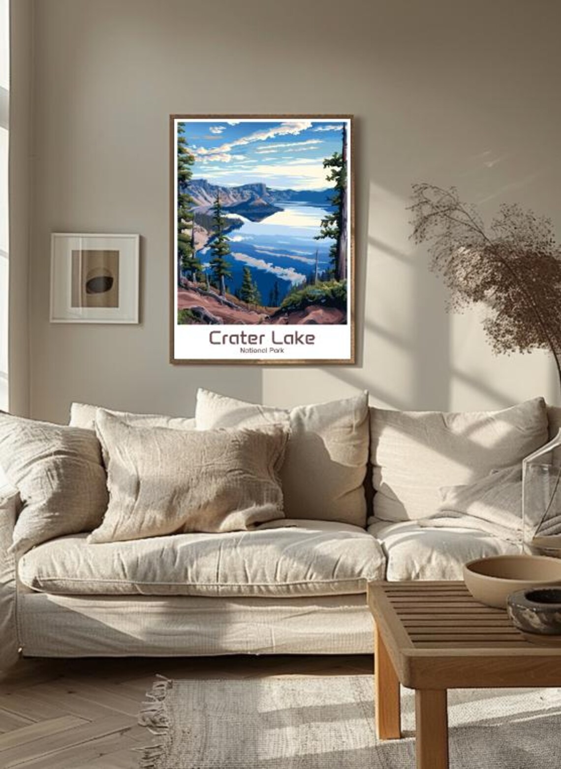 Crater Lake National Park Deep Blue Lake Illustration Poster - Image 3