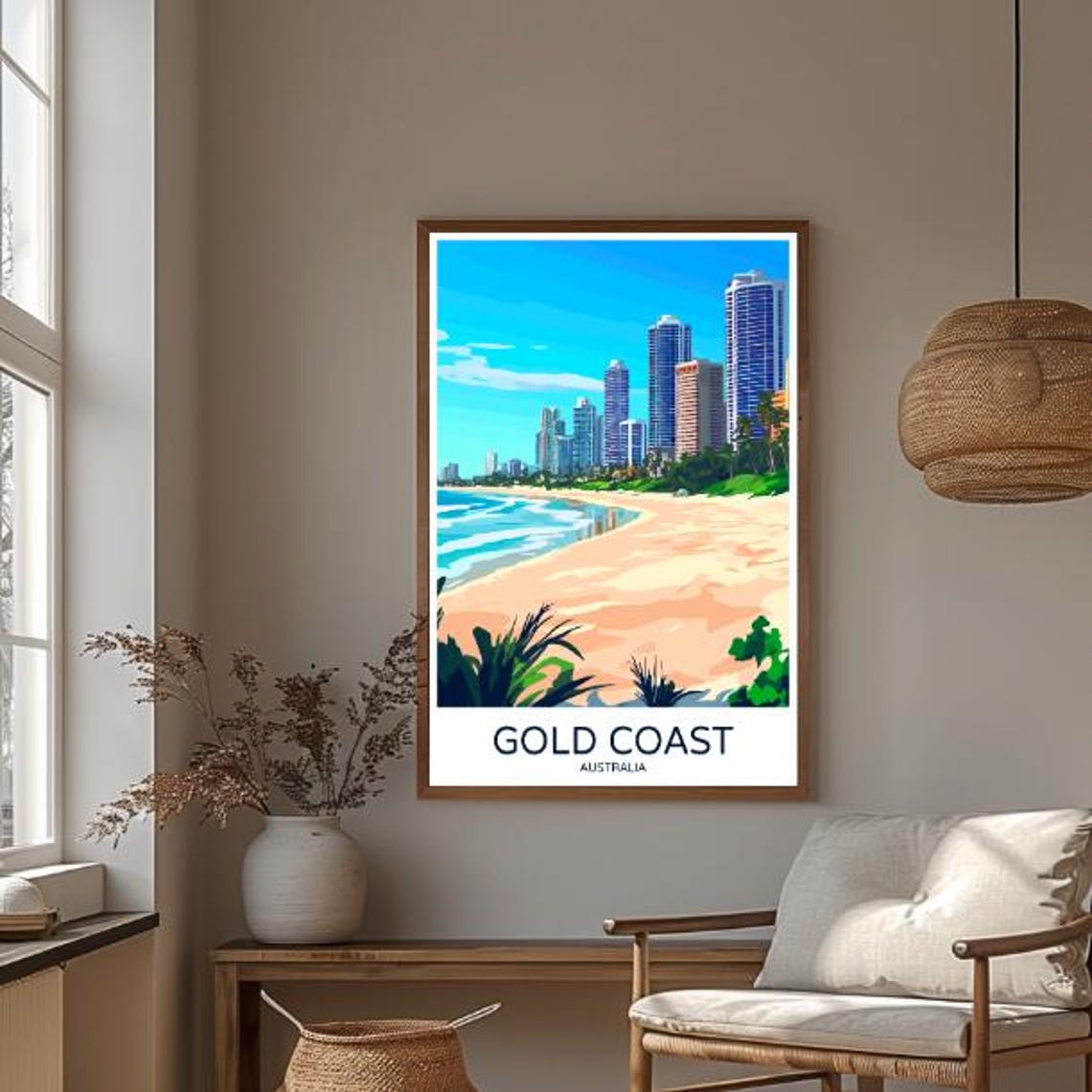 Gold Coast Australia Skyline Beach City Vintage Travel Poster - Image 3