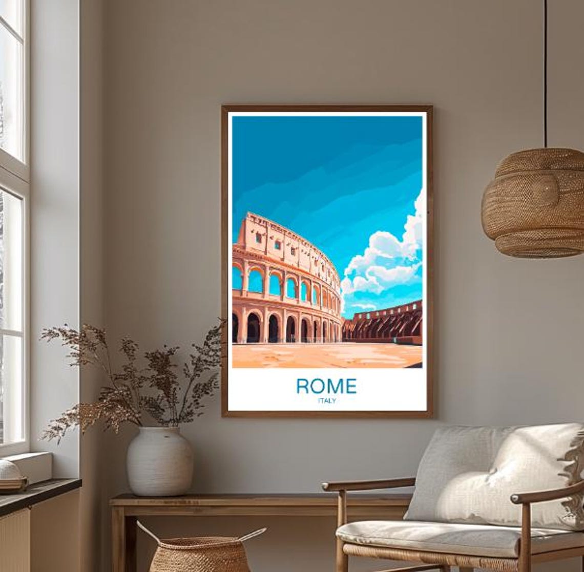 Rome Italy Travel Poster Iconic Wall Art Of Colosseum And Ancient Ruins Italy Travel Print Historic Decor Roman Art - Image 3