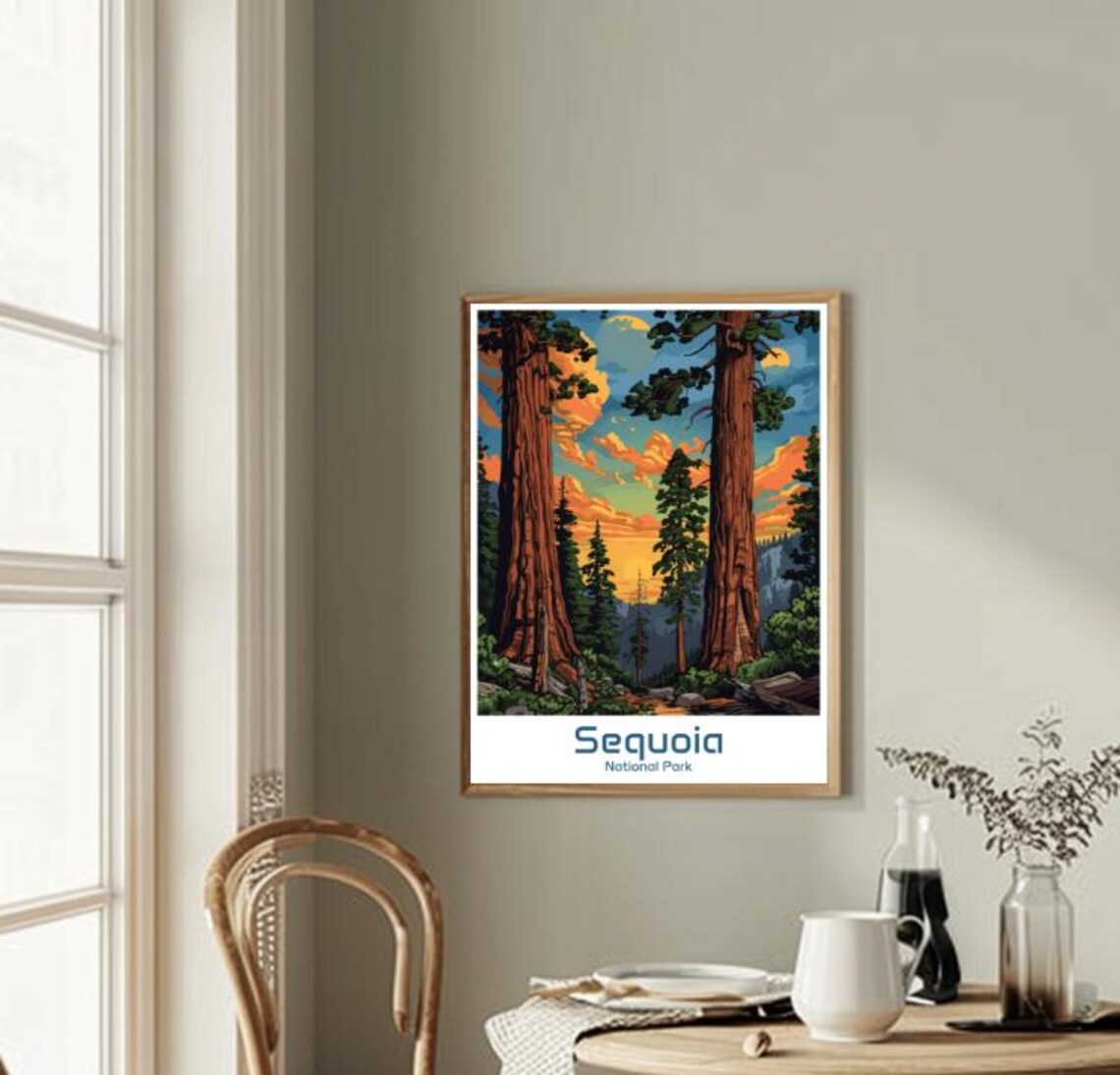 Sequoia National Park Poster Towering Redwoods at Sunset Travel Art - Image 2